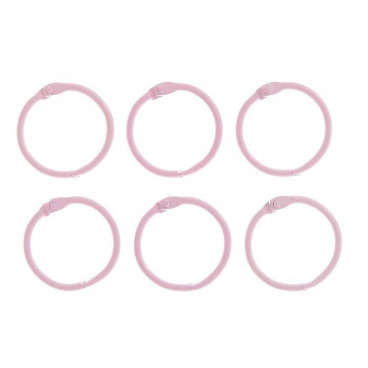 Кольца для альбомов Светло-розовые 3 см, 6 шт.