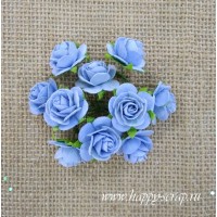 Розы 2 см, голубые (5 шт)