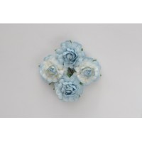 Цветы розы, 2 шт - голубые, 2 шт - сине-белые, диам - 35 мм