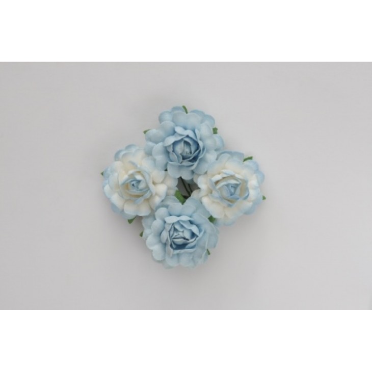Цветы розы, 2 шт - голубые, 2 шт - сине-белые, диам - 35 мм