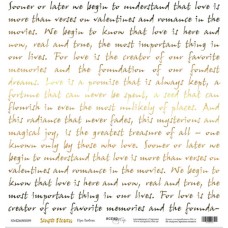 Лист односторонней бумаги с золотым тиснением 30x30 от Scrapmir Про любовь из коллекции Simple Flowers.