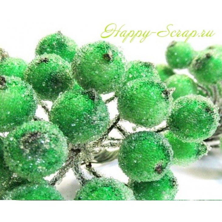 Ягоды декоративные заснеженные, 11 мм, зеленый