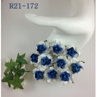 Роза 3,75 см, бело-синяя