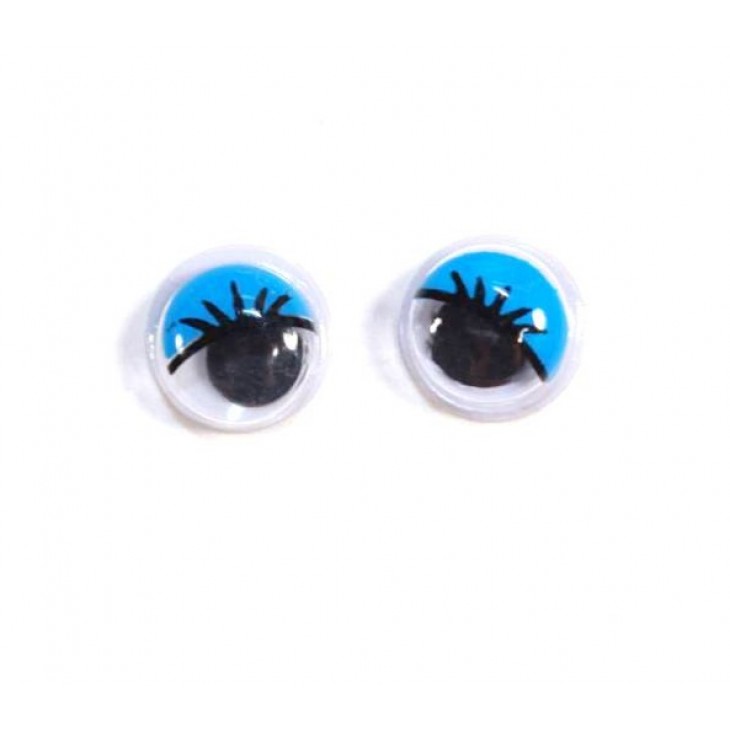 Глазки подвижные с ресничками 12 мм, круглые, голубые (2 шт)